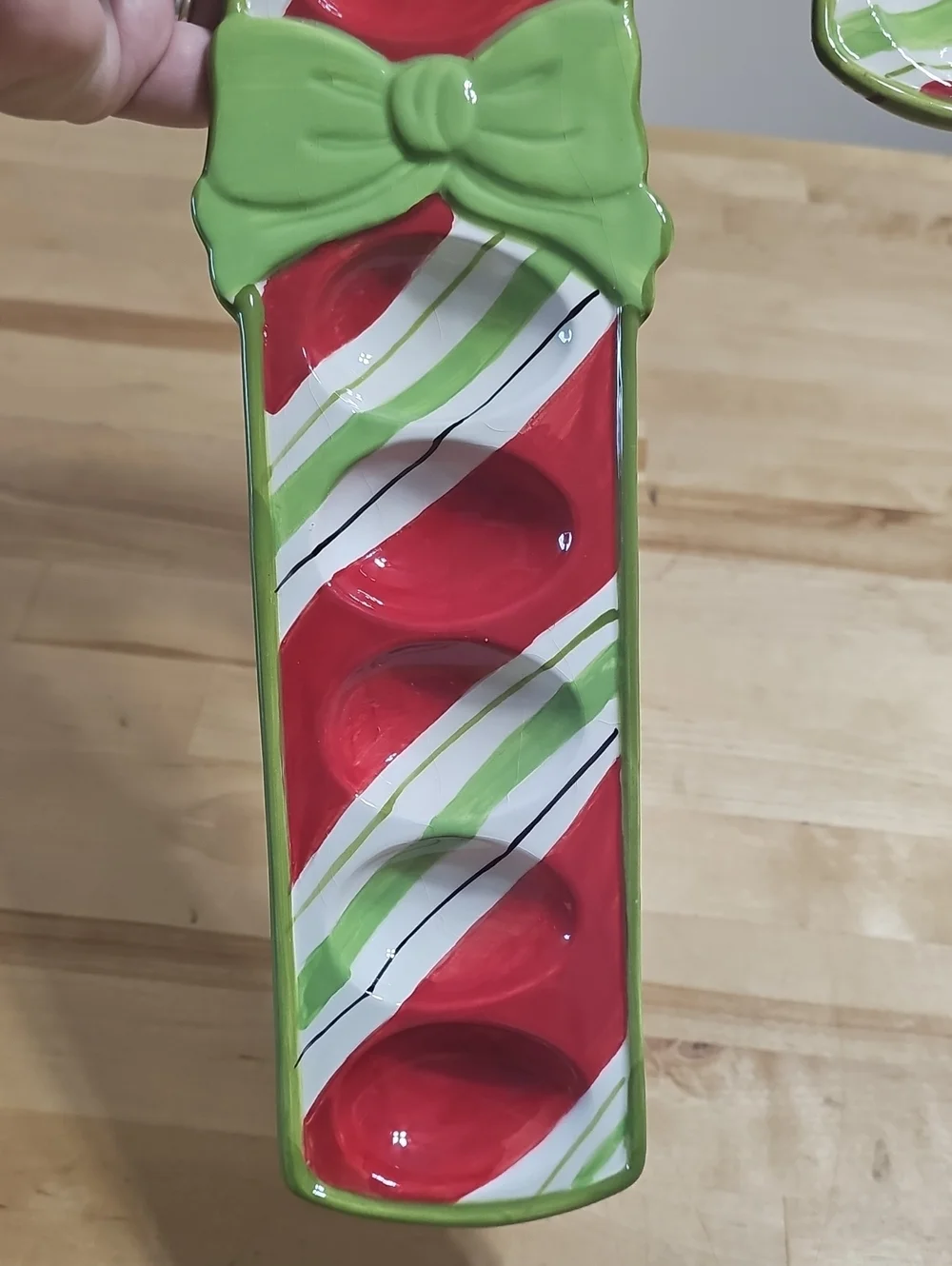 Christmas Ceramic Candy Cane Deviled Egg Plate